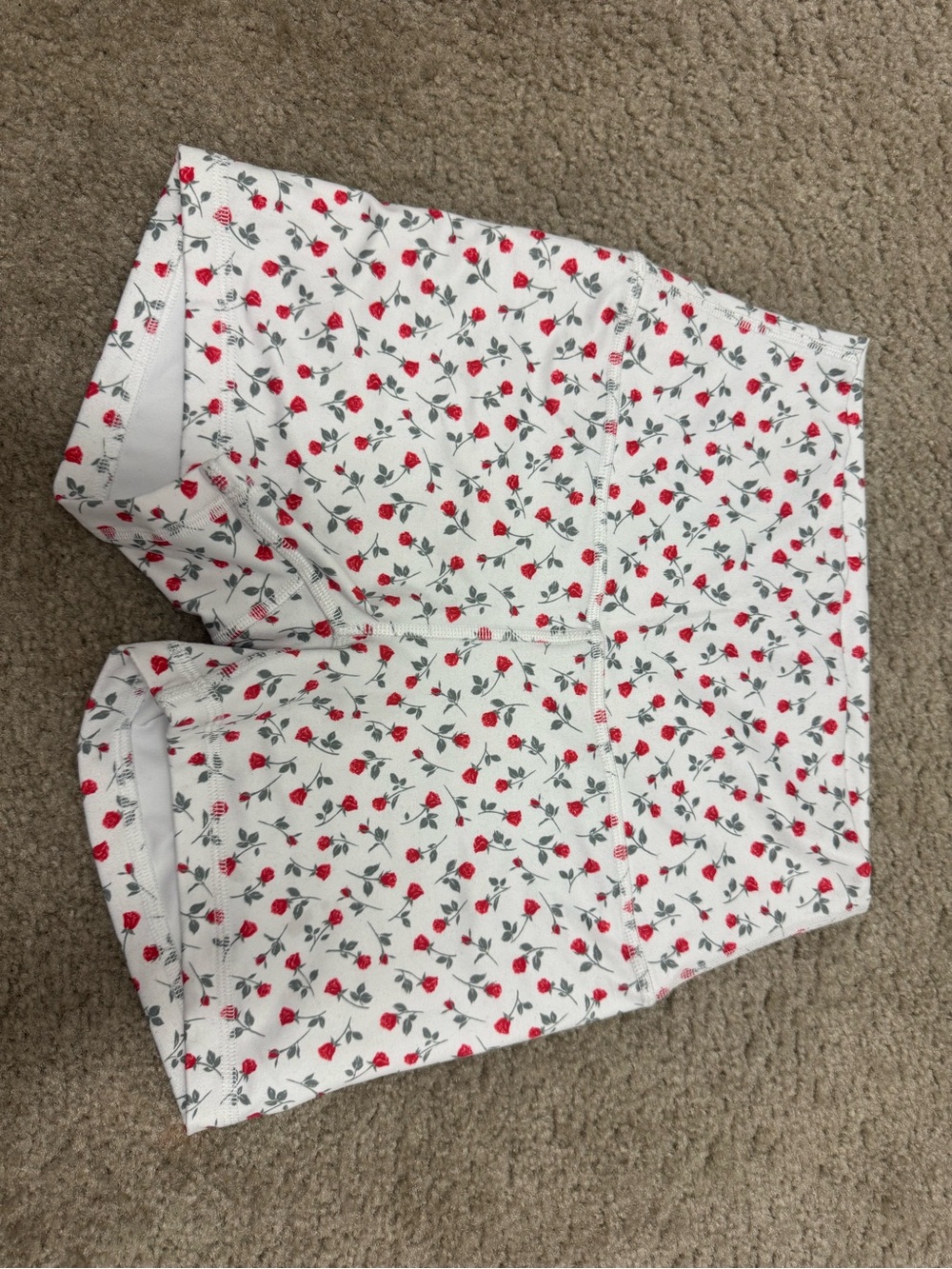 Gilly Hicks White Athletic Shorts with Red Floral Print